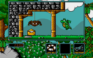Little Puff in Dragonland (Amiga) screenshot: Avoid the spider and get first envelope