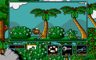 Little Puff in Dragonland (Amiga) screenshot: This fat and slow bee is no real threat