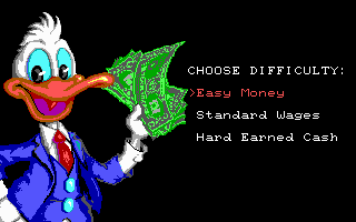 Disney's Duck Tales: The Quest for Gold (DOS) screenshot: Choose you difficulty setting