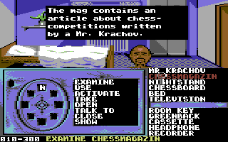 Crime Time (Commodore 64) screenshot: Examining a room