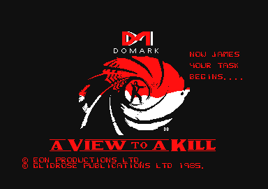 A View to a Kill: The Computer Game (Amstrad CPC) screenshot: Title screen