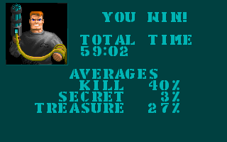 Spear of Destiny (DOS) screenshot: Final Level Analyze! You Win!
