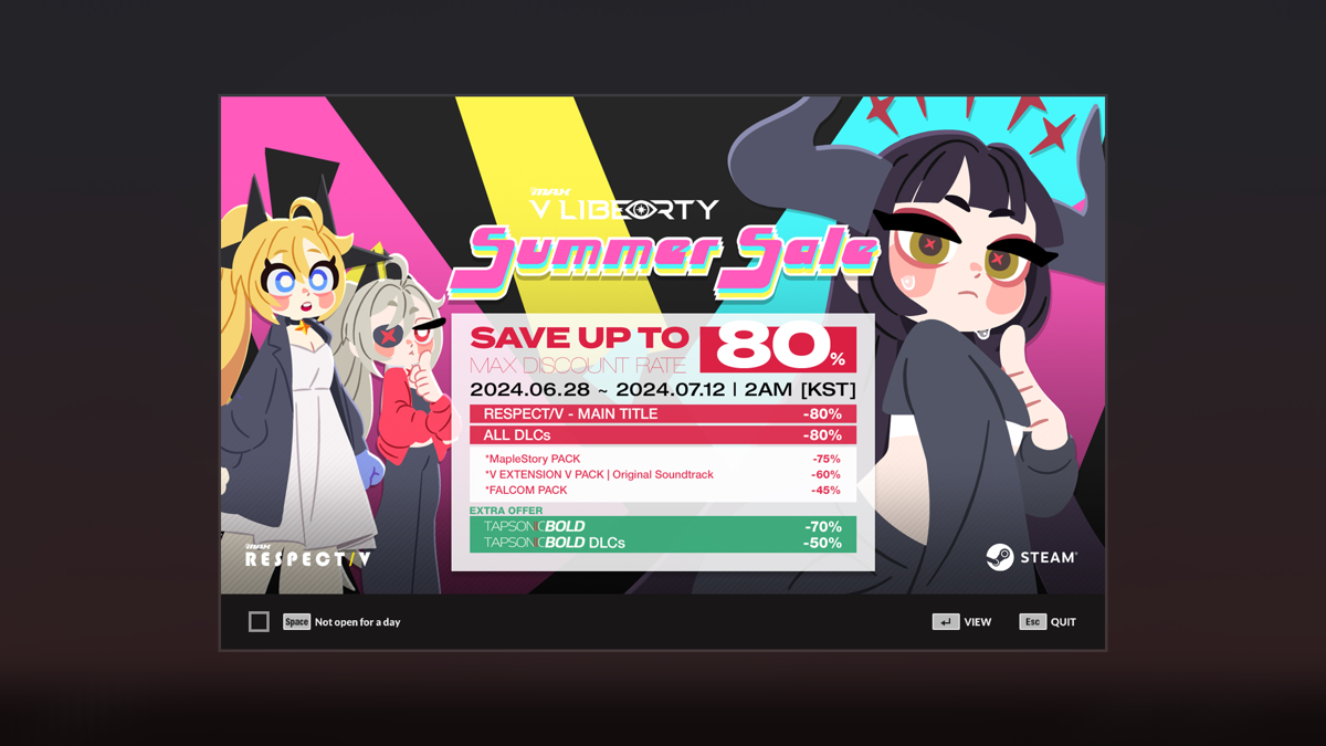 DJMax Respect (Windows) screenshot: Summer sale notice