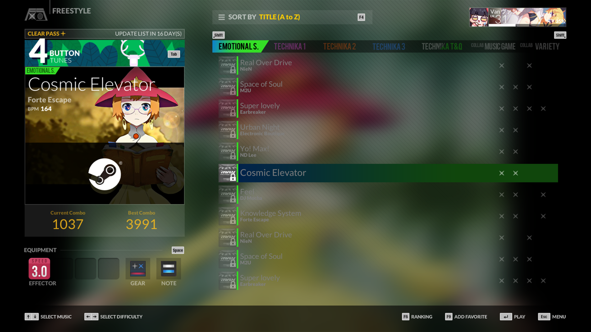 DJMax Respect (Windows) screenshot: Many songs are locked if you haven't purchased them