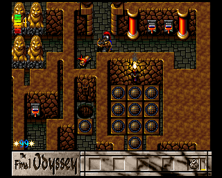 Peter Spinaze's Final Odyssey: Theseus verses the Minotaur (Amiga) screenshot: These spheres on the floor are teleports.