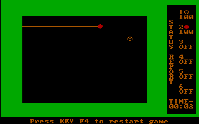 Combots (DOS) screenshot: Combots follow their program in the arena