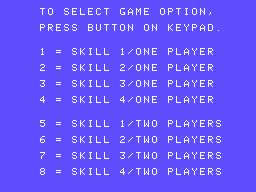Donkey Kong Junior (ColecoVision) screenshot: The game options