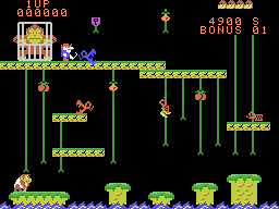 Donkey Kong Junior (ColecoVision) screenshot: Gameplay on the first level
