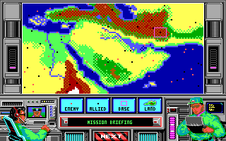 Airstrike USA (DOS) screenshot: The map (EGA)