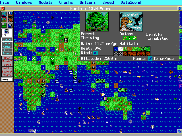 SimEarth: The Living Planet (DOS) screenshot: Information