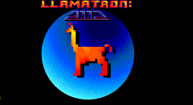 Llamatron: 2112 (DOS) screenshot: Title screen 1 (EGA)