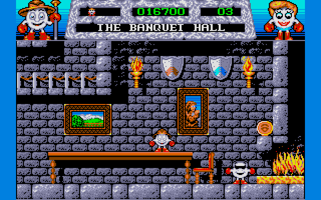 Fantasy World Dizzy (DOS) screenshot: The banquet hall.