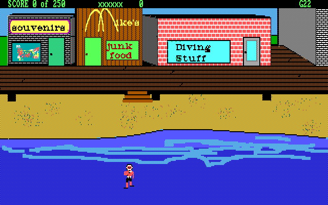 Diver Dan (DOS) screenshot: Starting out