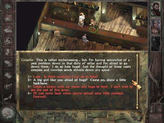 Icewind Dale (Windows) screenshot: One of the game's humorous, light-hearted dialogues