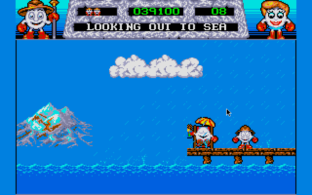 Fantasy World Dizzy (DOS) screenshot: Looking out the sea.