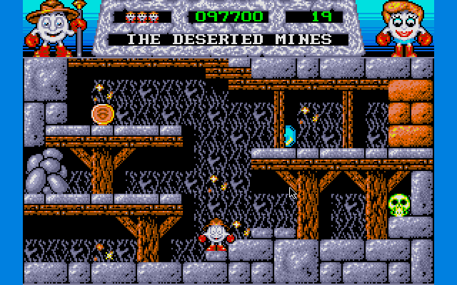 Fantasy World Dizzy (DOS) screenshot: In the mines.