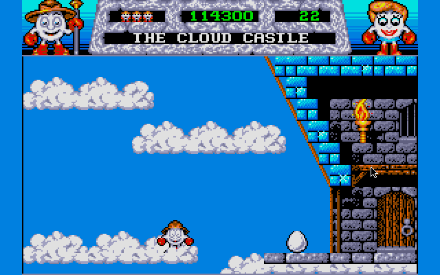 Fantasy World Dizzy (DOS) screenshot: The cloud castle entrance.