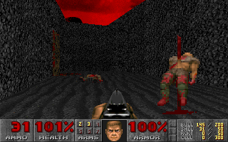 Doom (DOS) screenshot: Welcome to Hell! This is what you'll see most of the time in the dark, horrifying Episode Three