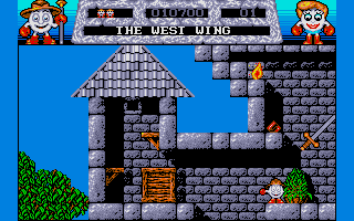 Fantasy World Dizzy (Atari ST) screenshot: The west wing of the castle.