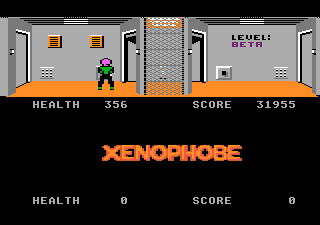 Xenophobe (Atari 7800) screenshot: Operate the elevators to go between levels