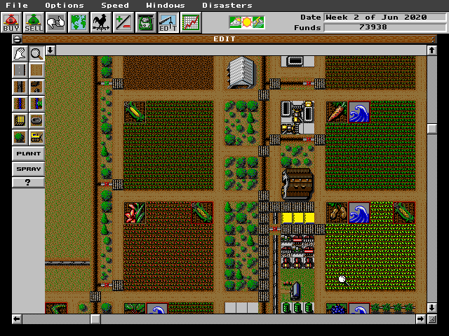 Sim Farm (DOS) screenshot: The Fields