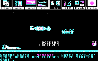 Project: Space Station (DOS) screenshot: Going EVA in a POD to Build the Station