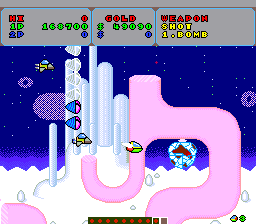 Fantasy Zone (TurboGrafx-16) screenshot: Enemy target dead