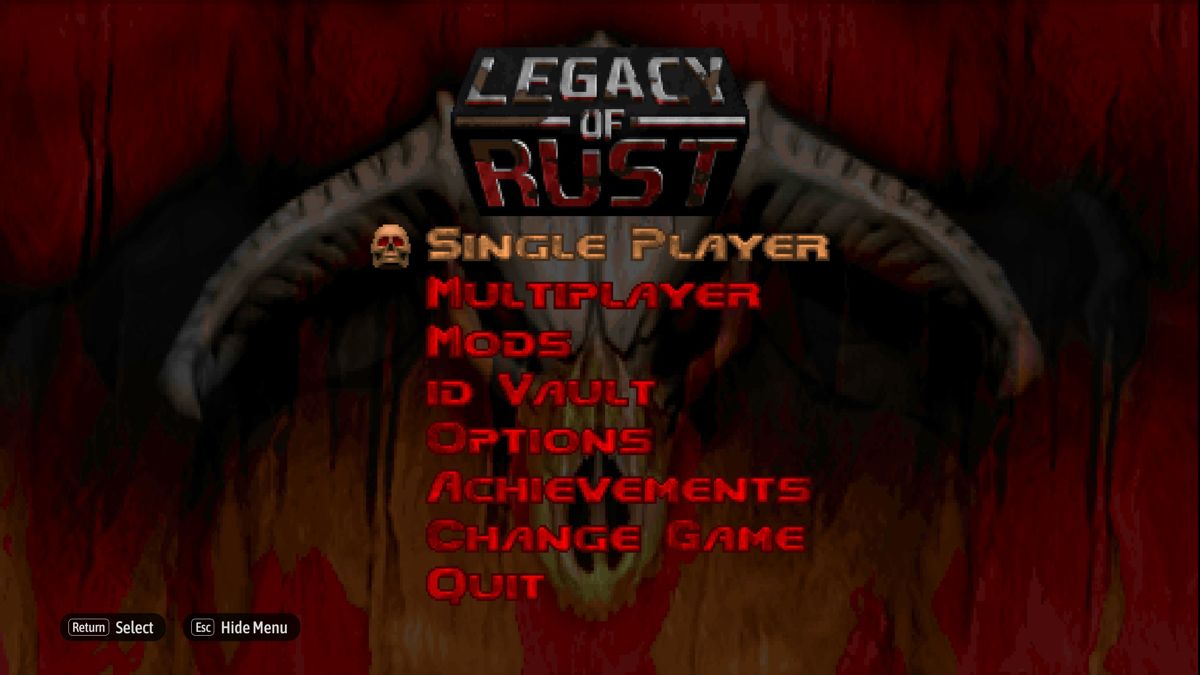 Doom + Doom II (Windows) screenshot: Main menu (Legacy of the Rust)