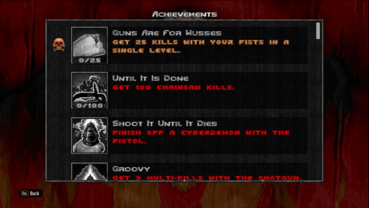 Doom + Doom II (Windows) screenshot: Achievements