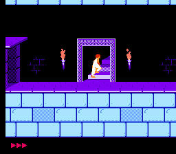 Prince of Persia (NES) screenshot: Escape the level after finally opening the exit door