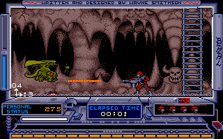 Baal (Amiga) screenshot: Firing at a creature