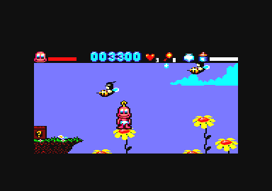 Baby Jo in: "Going Home" (Amstrad CPC) screenshot: Watch out for these killer bees