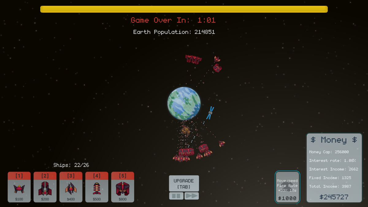 Destroy the Earth (Browser) screenshot: Late spamming