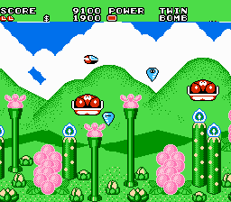 Fantasy Zone II (NES) screenshot: Pastaria Area 2