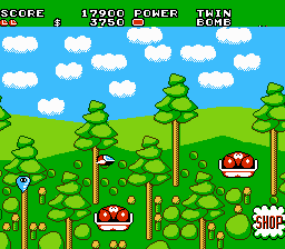 Fantasy Zone II (NES) screenshot: Pastaria Area 3