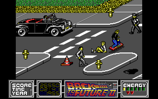 Back to the Future Part II (DOS) screenshot: Level 5: Yet another hoverboard sequence, this time in the past.