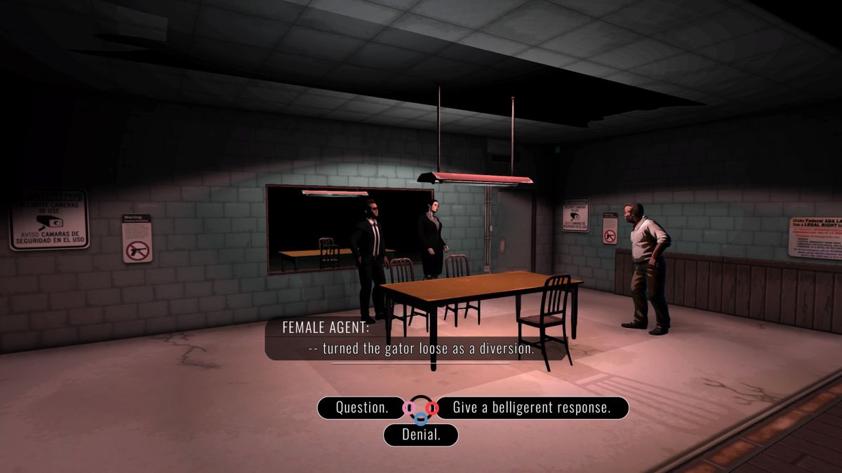 Knee Deep (PlayStation 4) screenshot: Each protagonist has their own theory and version of the events