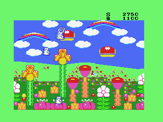 Fantasy Zone II (MSX) screenshot: Don't fly into the flowers