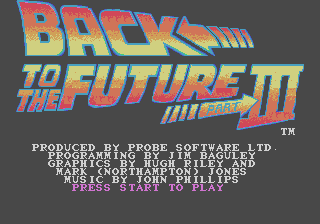 Back to the Future Part III (Genesis) screenshot: Title screen