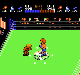 Ring King (NES) screenshot: Your opponent seems a bit scared.