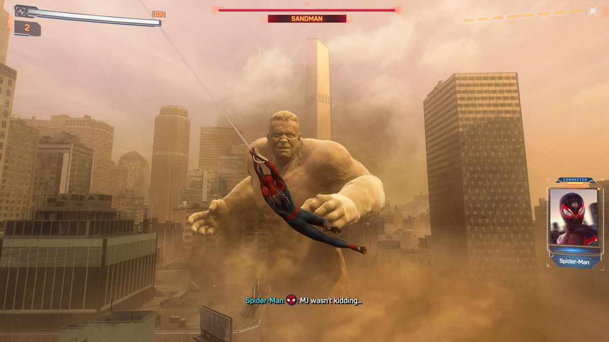 Marvel Spider-Man 2 (PlayStation 5) screenshot: Dealing with Sandman