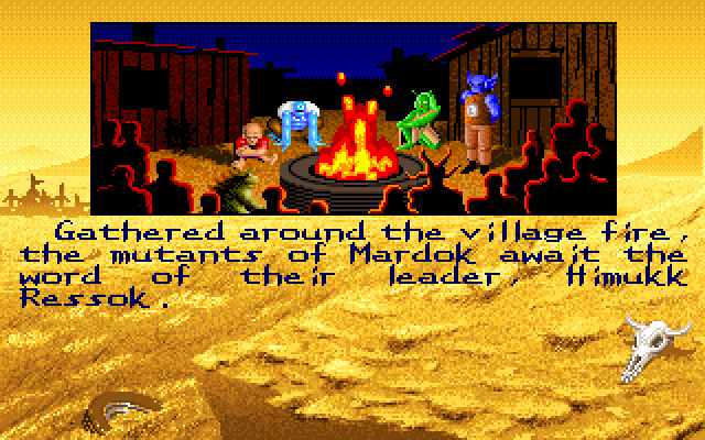 Bad Blood (DOS) screenshot: Village Elder speaks of the impending attack