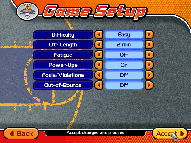 Backyard Basketball 2004 (Windows) screenshot: Game Setup