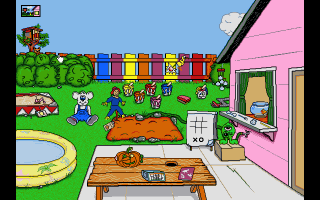 The Backyard (DOS) screenshot: The Fence Plays A Tune!