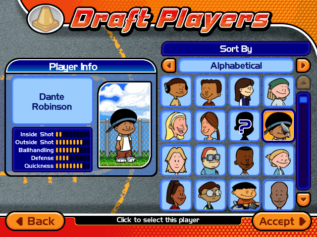 Backyard Basketball 2004 (Windows) screenshot: Drafting players