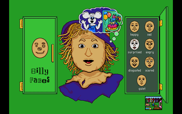 The Backyard (DOS) screenshot: The Scarecrow Faces Game