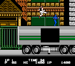 Bad Dudes (NES) screenshot: On a truck