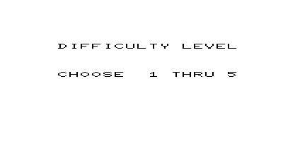 Alien Soccer (VIC-20) screenshot: Choose difficulty.