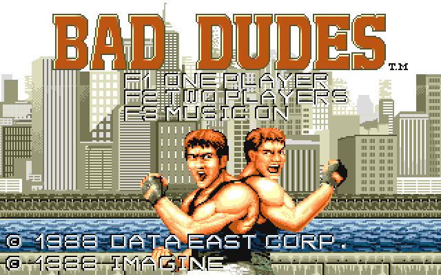 Bad Dudes (Amiga) screenshot: Title (another version)