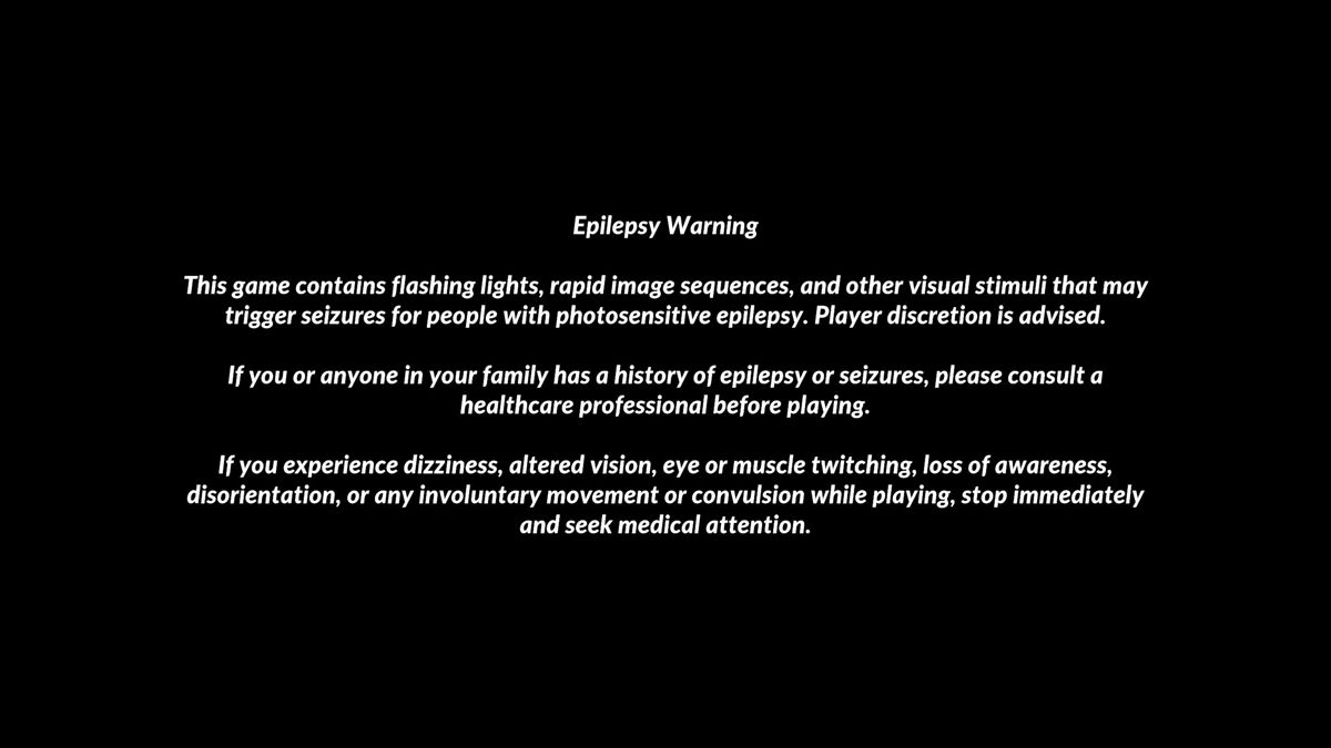 Alon (Windows) screenshot: The game's content warning